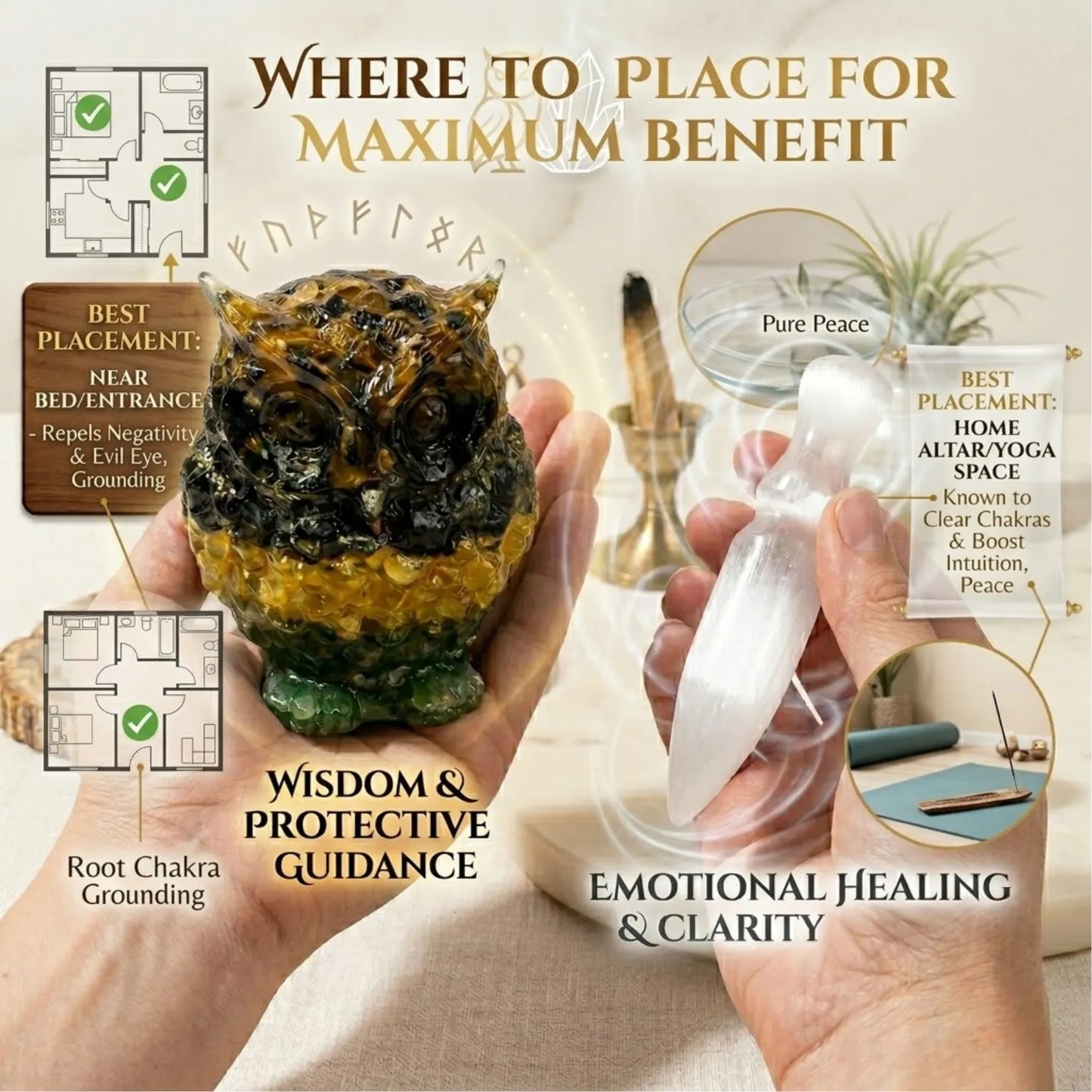 Prosperity Protector Combo (Money Magnet Owl + Selenite Knife)