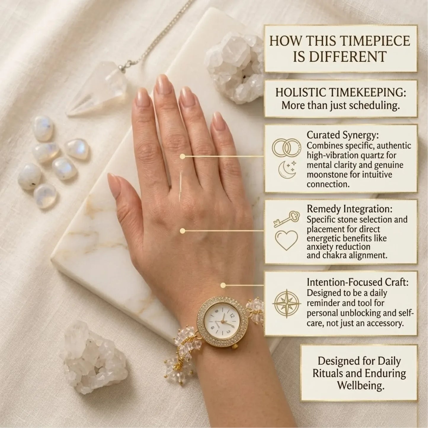 Clear Quartz Chips Watch Bracelet