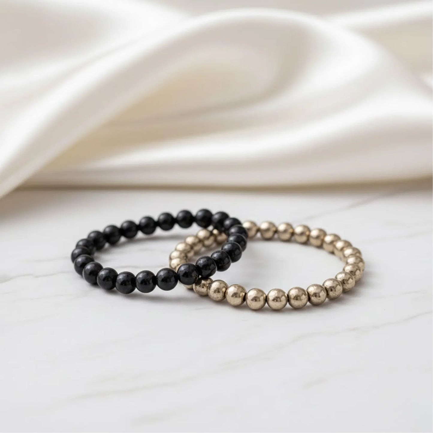 RICHIE-RICH COMBO: Pyrite bracelet + Black Tourmaline Bracelet