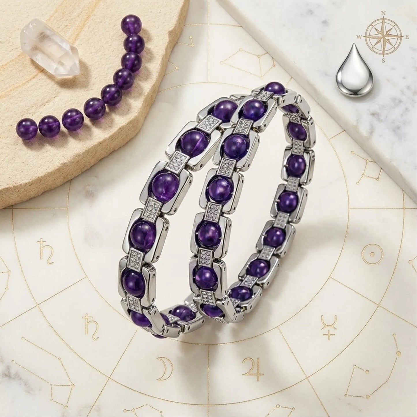Metal Amenthyst Bracelet