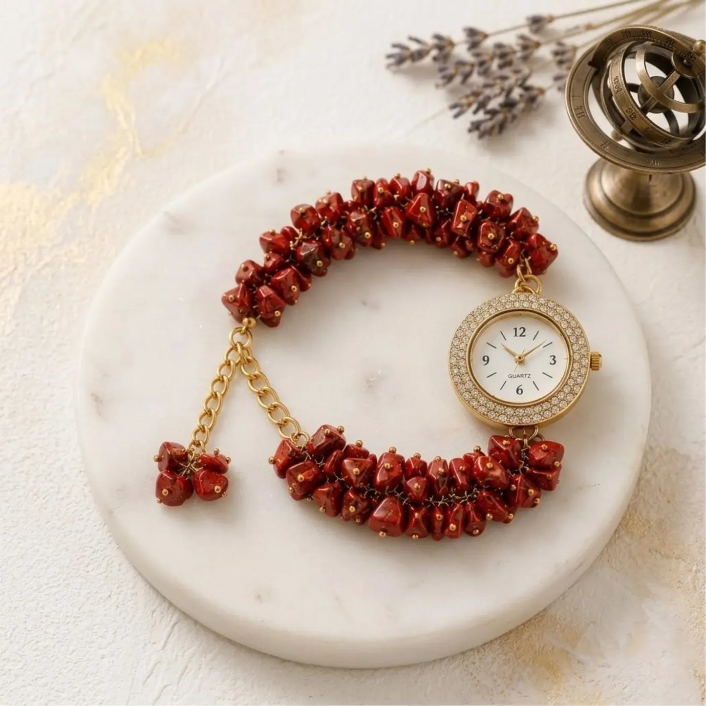 Red Jasper Chips Watch Bracelet
