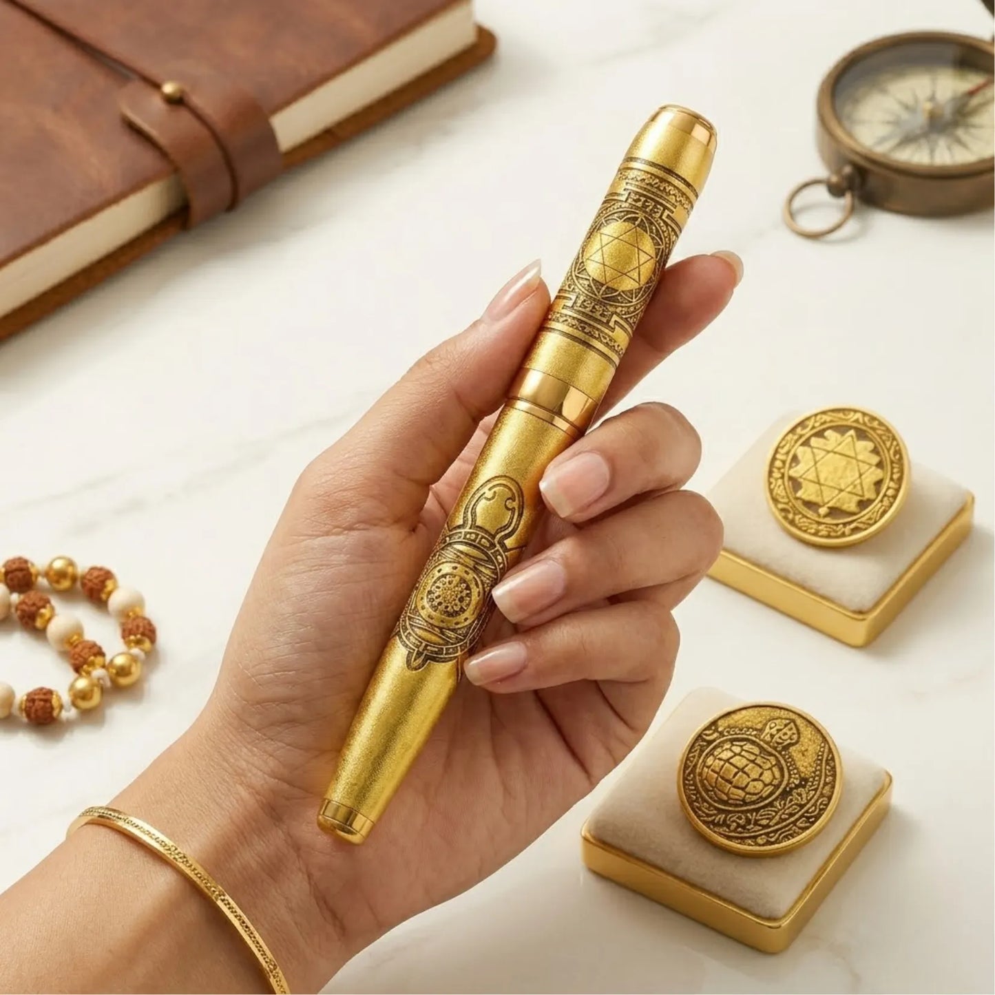 Laxmi Shree Yantra Brass Tortoise Pen