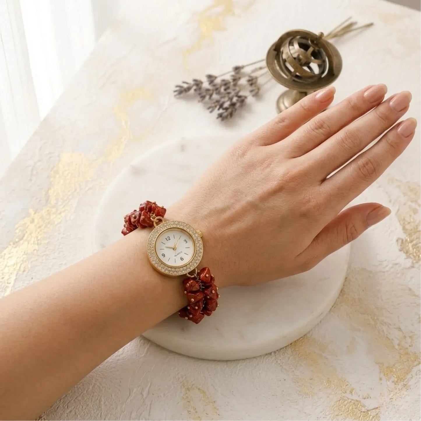 Red Jasper Chips Watch Bracelet