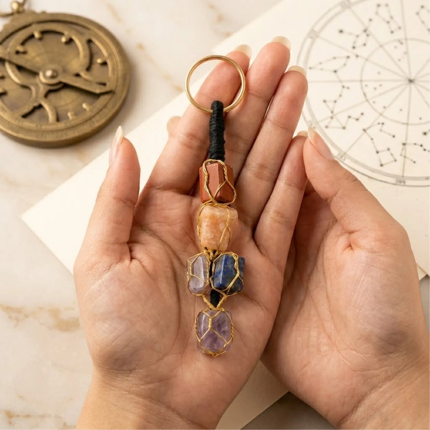 7 Chakra Raw Keychain