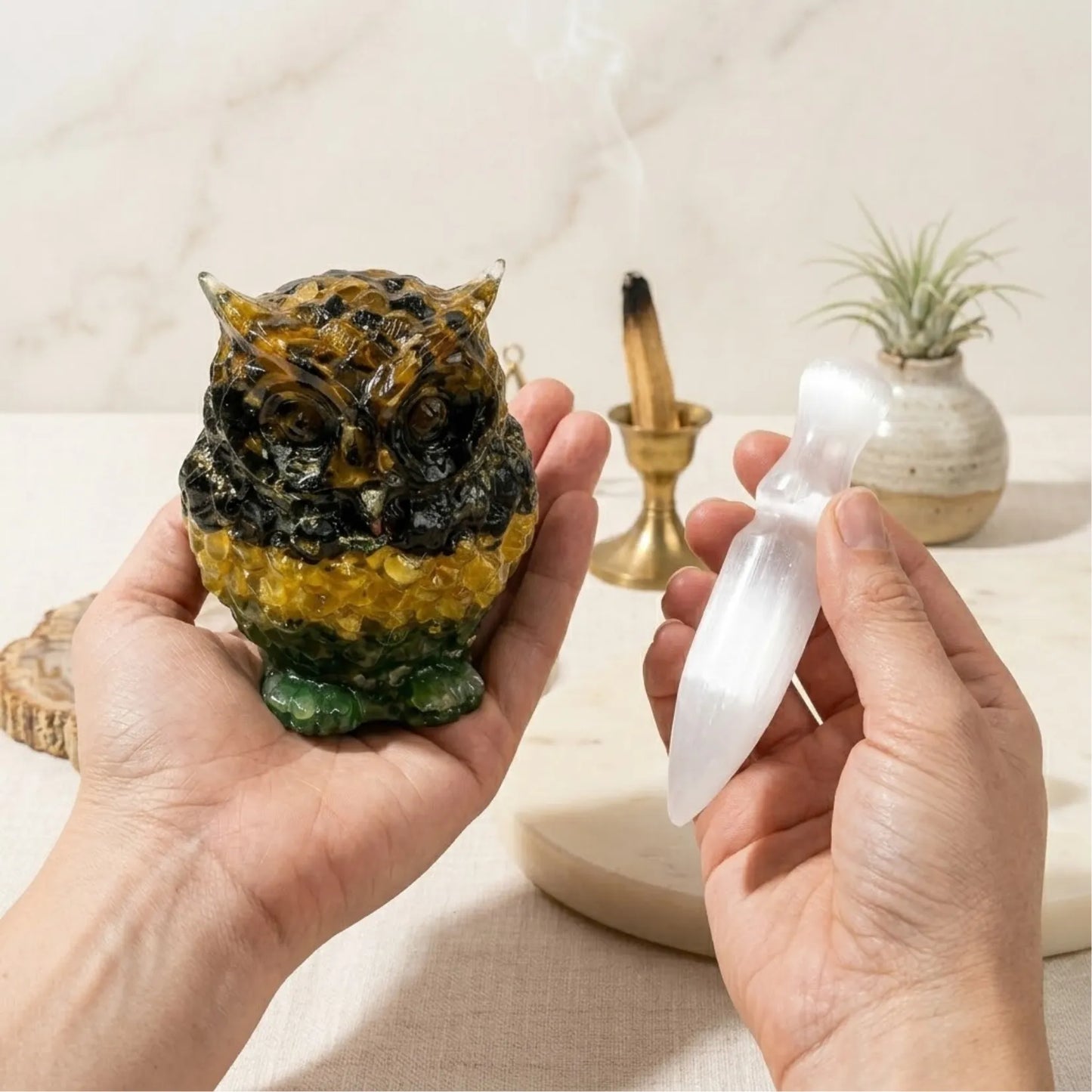 Prosperity Protector Combo (Money Magnet Owl + Selenite Knife)