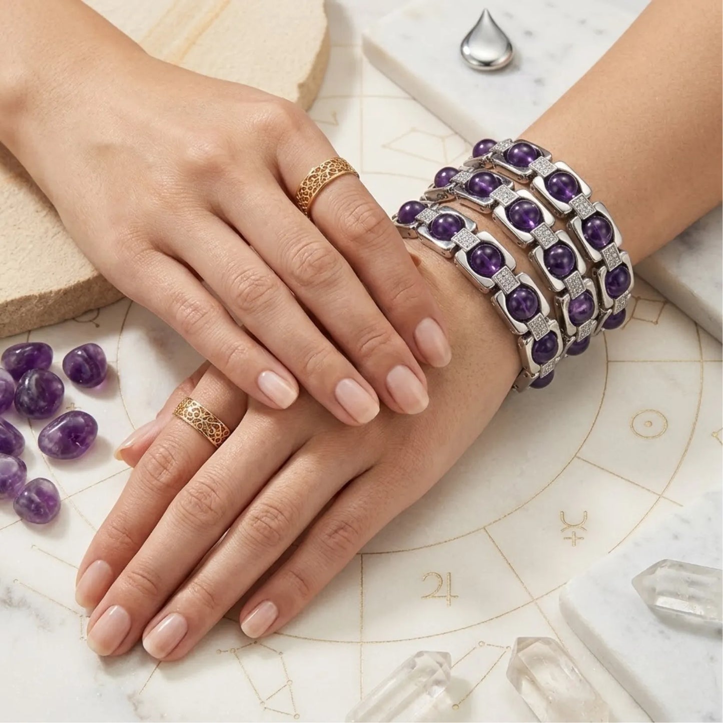 Metal Amenthyst Bracelet
