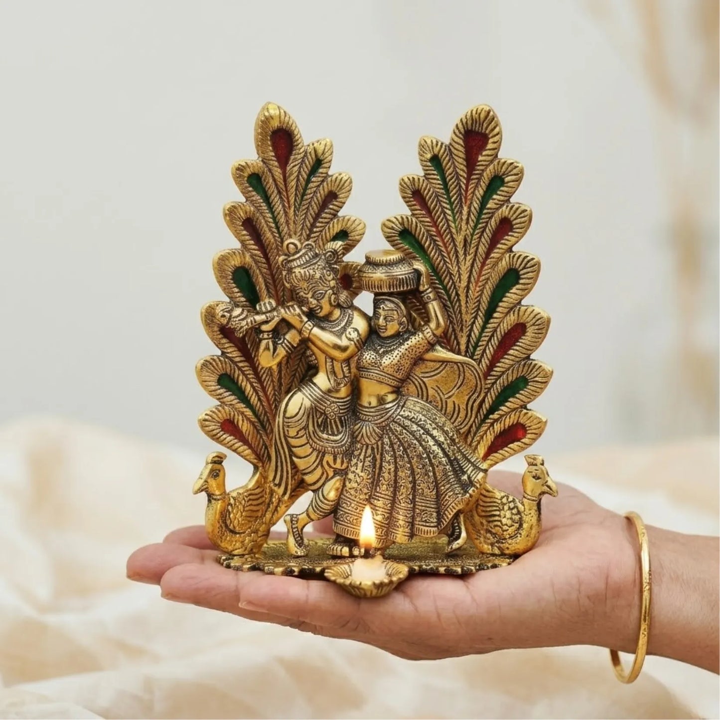 Mor Pankh Radha Krishna Diya Murti