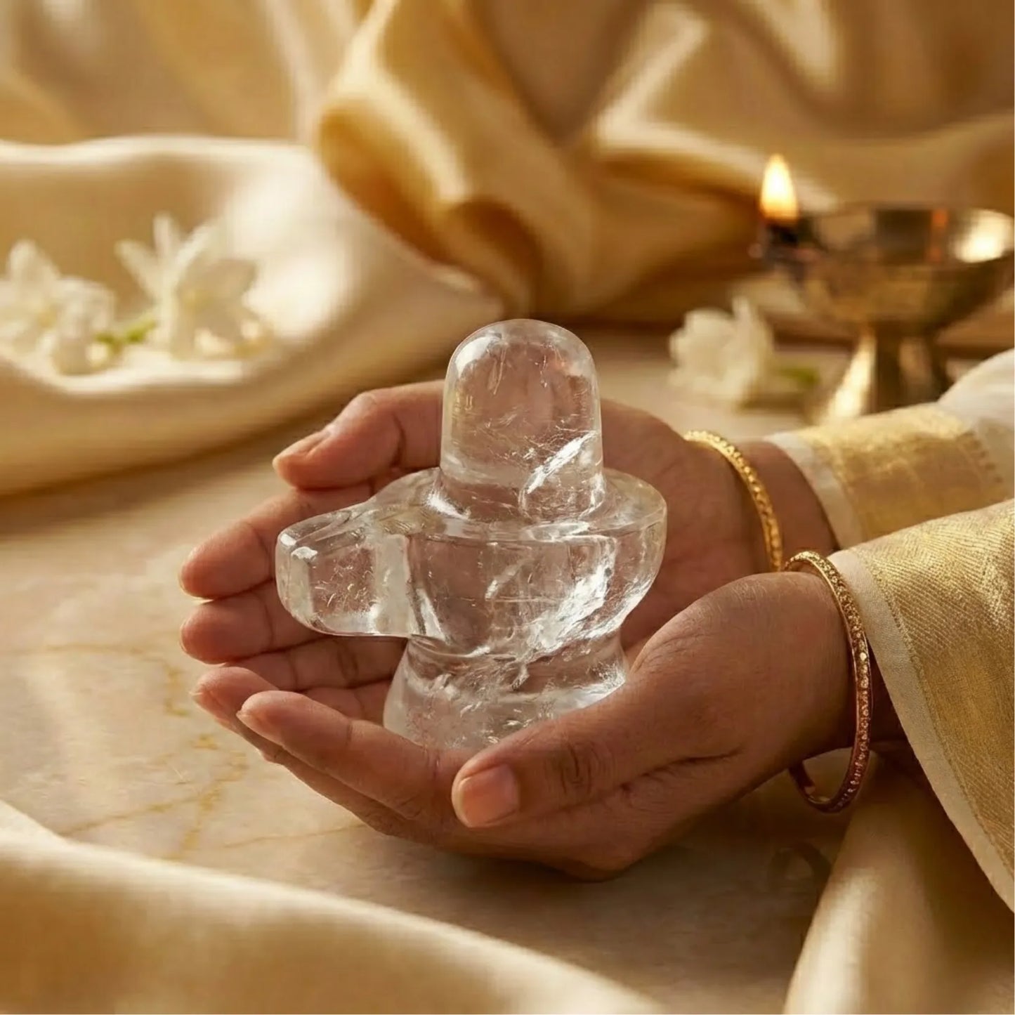 Clear Quartz (Sphatik) Shivling
