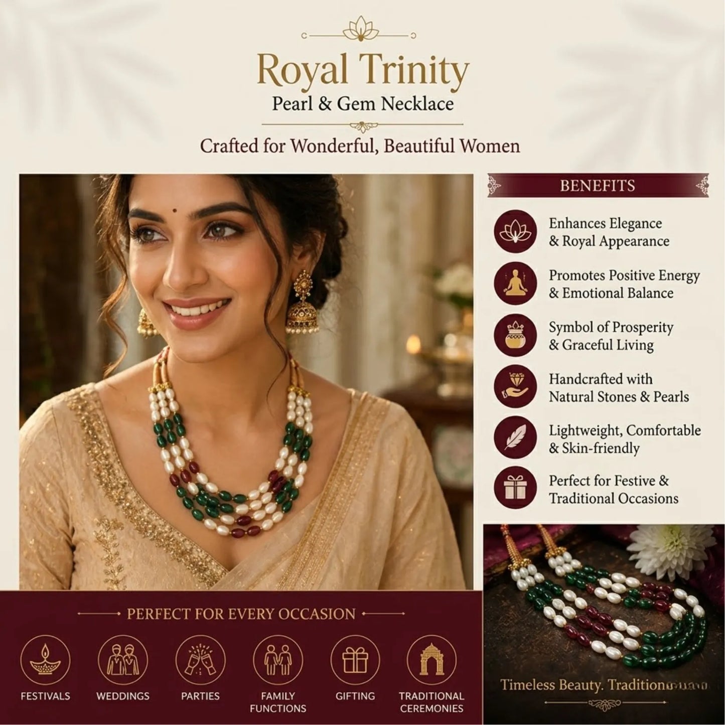 Royal Pearl & Gem Necklace
