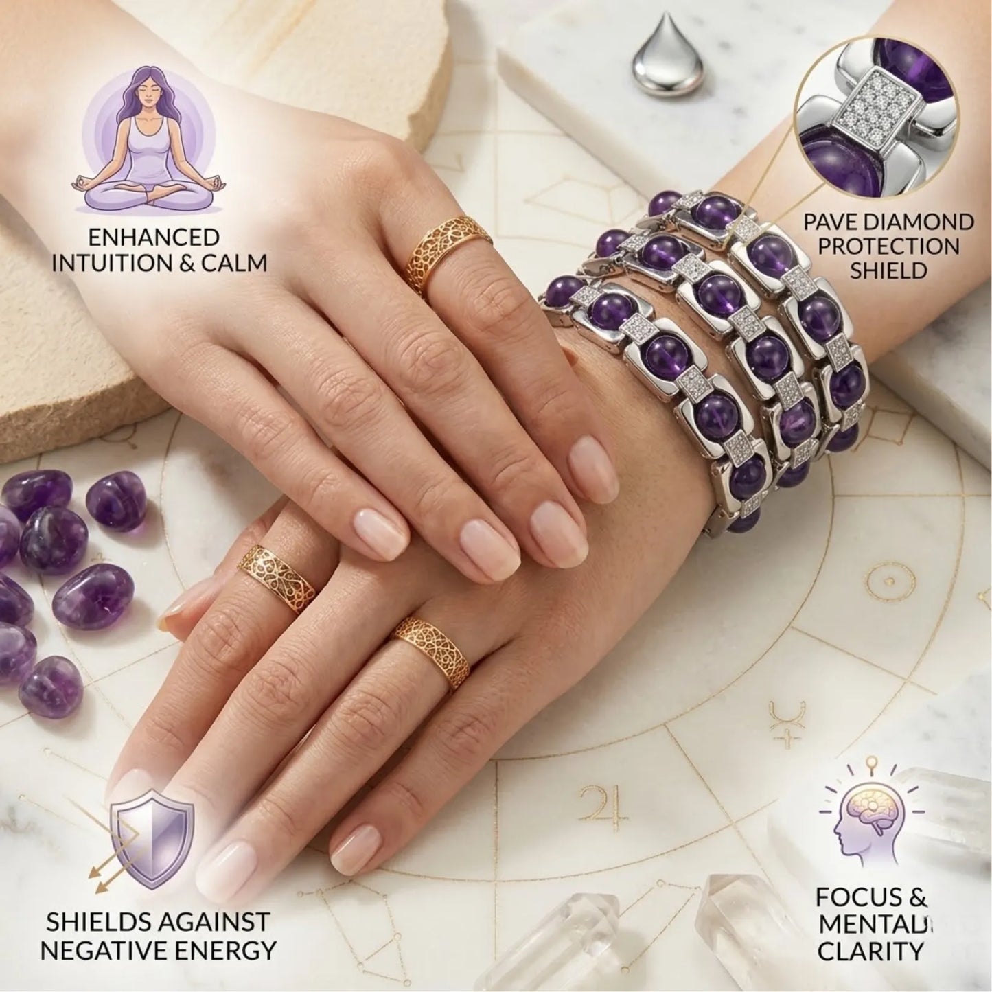 Metal Amenthyst Bracelet
