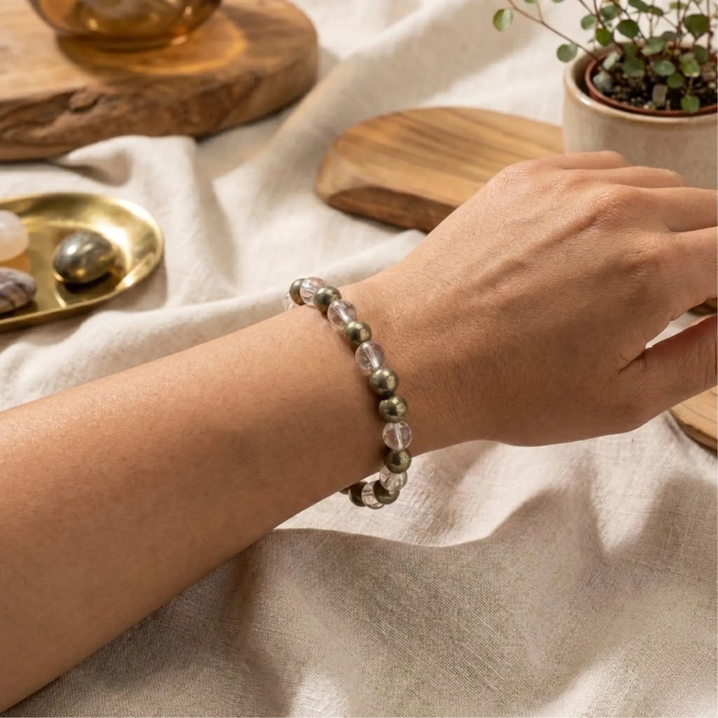 RAW PYRITE & SAPHATIK BRACELET