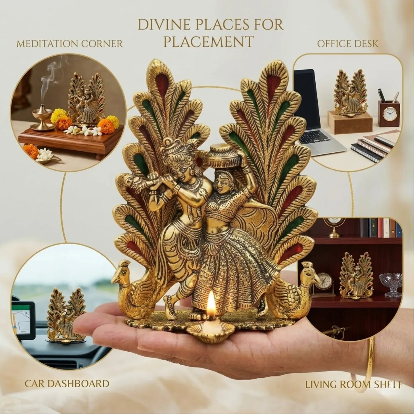 Mor Pankh Radha Krishna Diya Murti