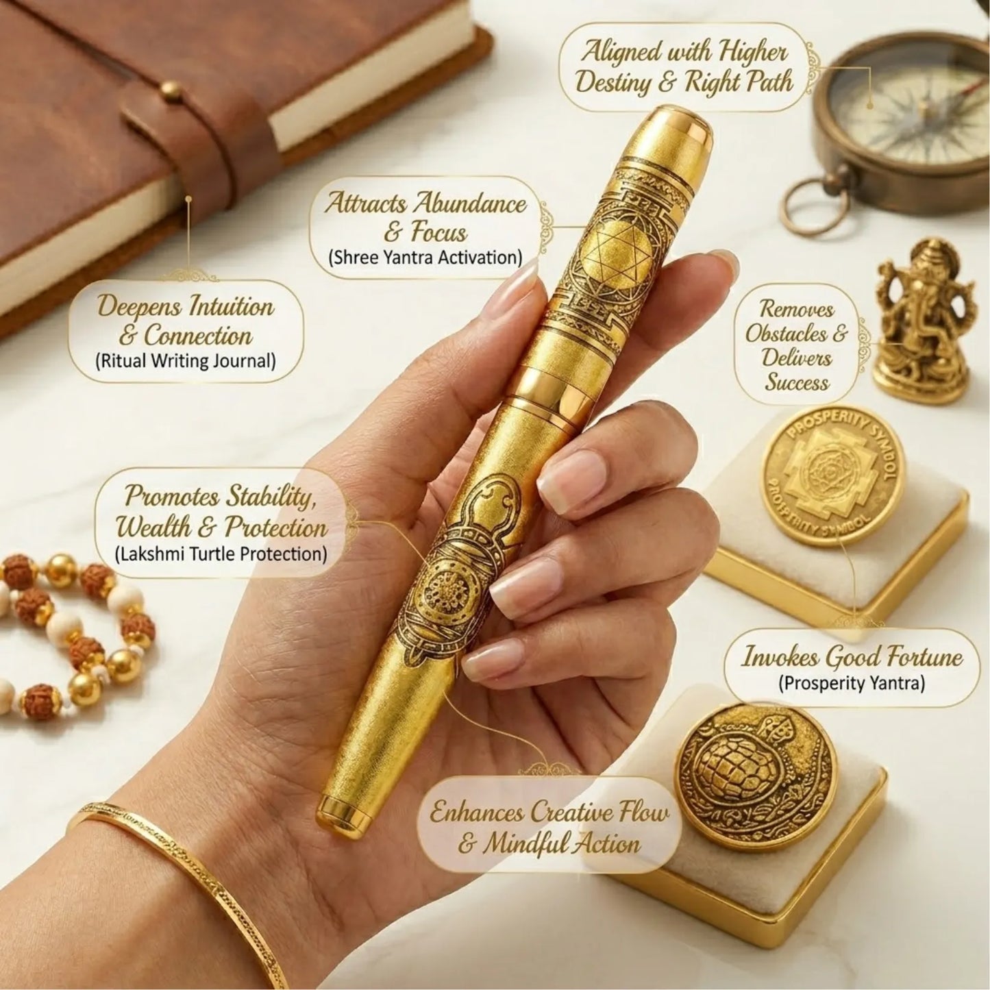 Laxmi Shree Yantra Brass Tortoise Pen