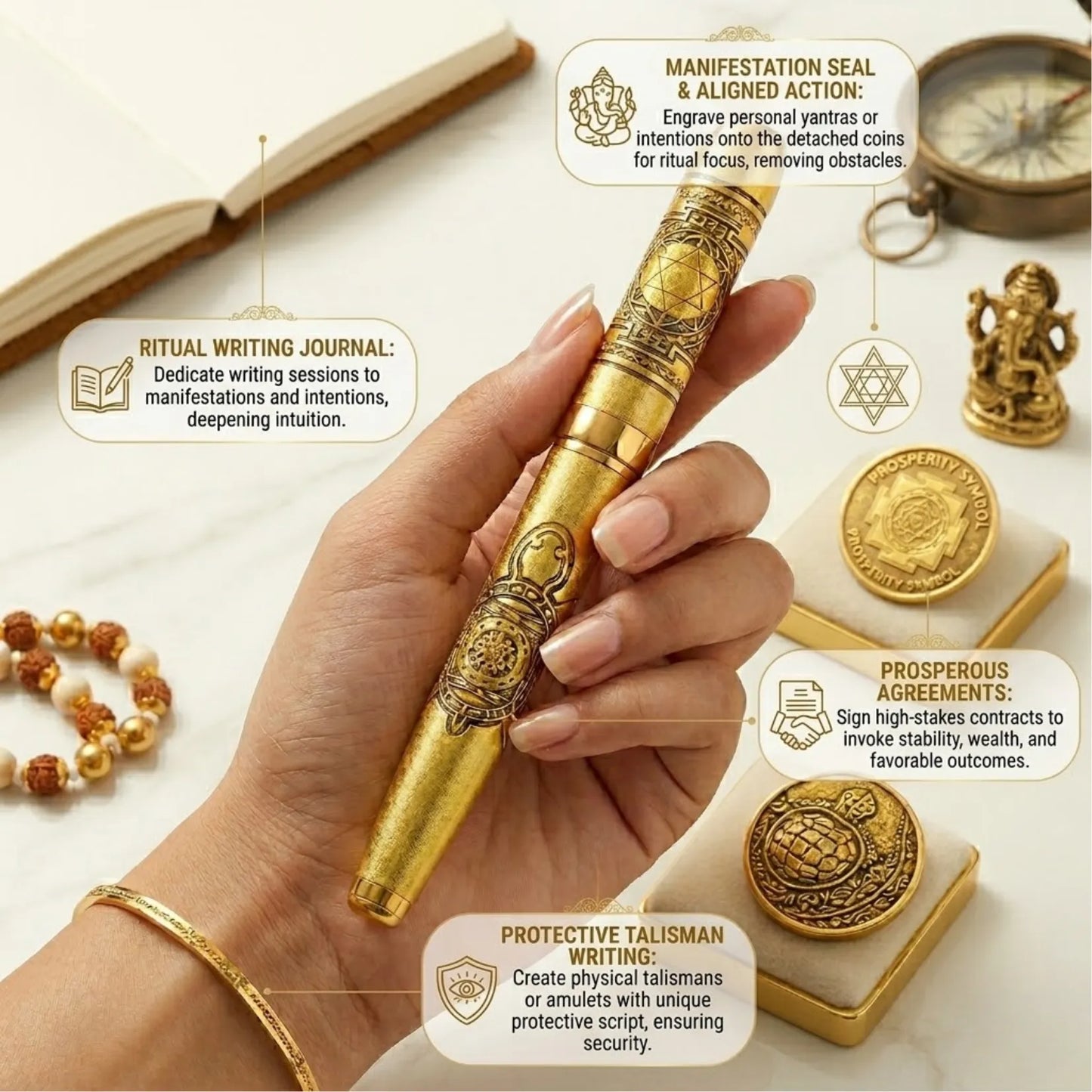 Laxmi Shree Yantra Brass Tortoise Pen