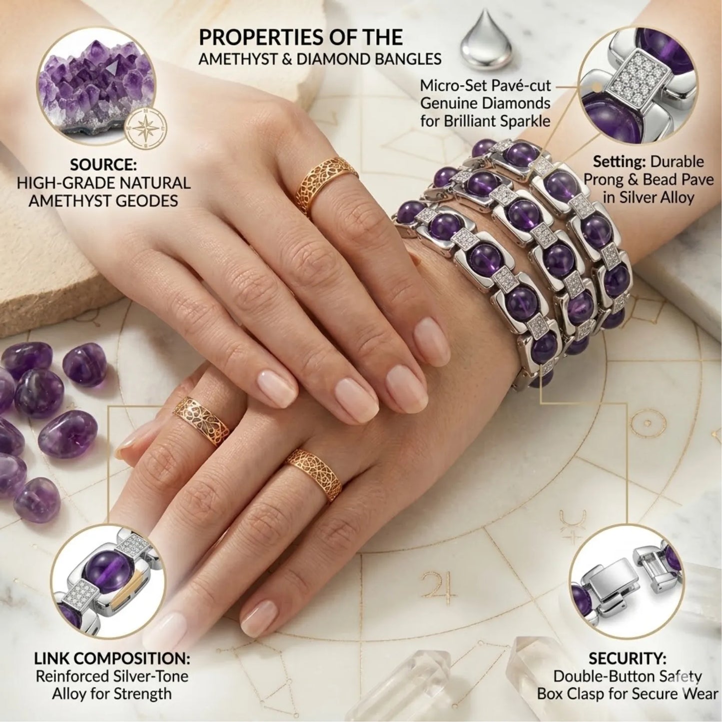 Metal Amenthyst Bracelet