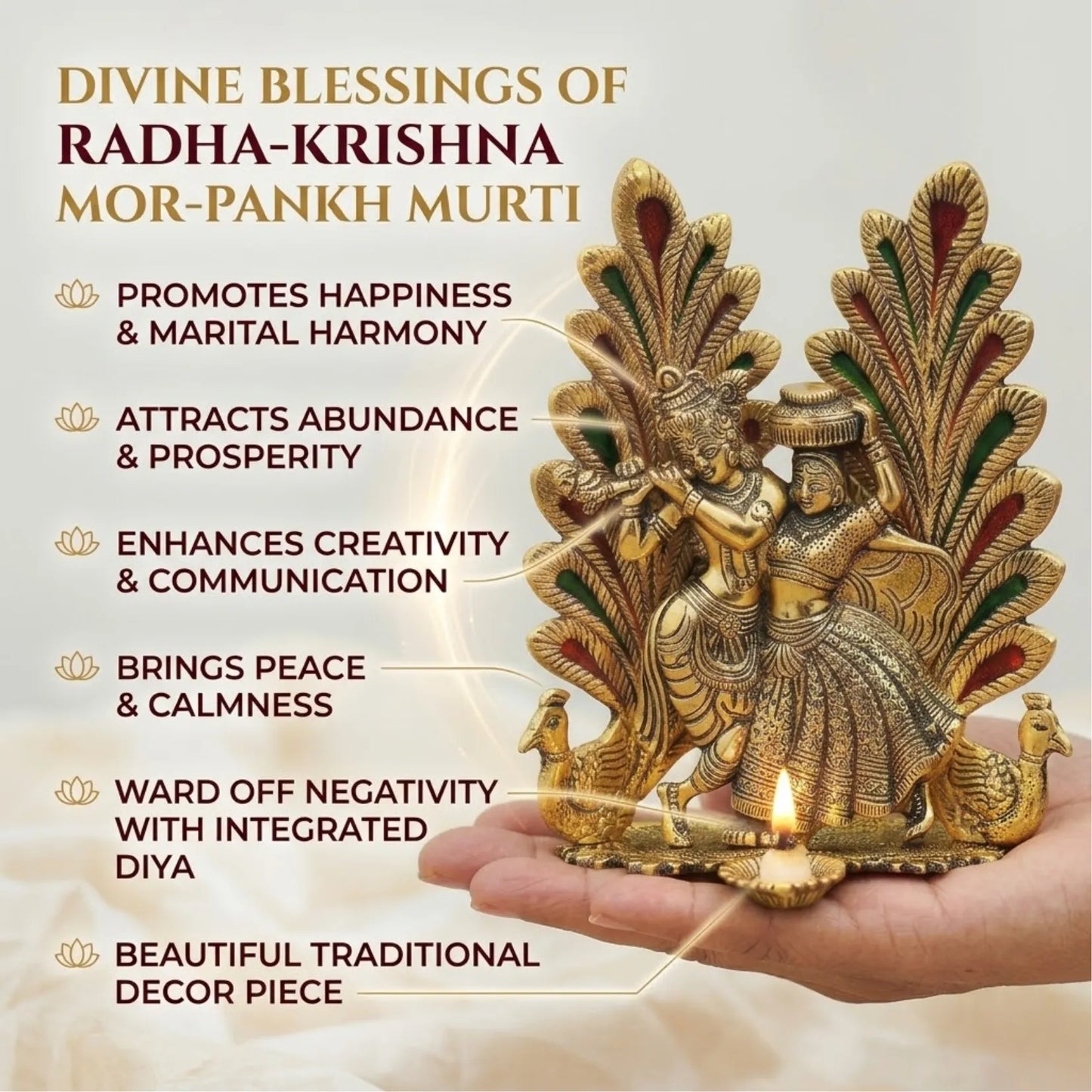 Mor Pankh Radha Krishna Diya Murti